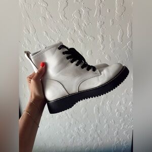 White Combat Boots
